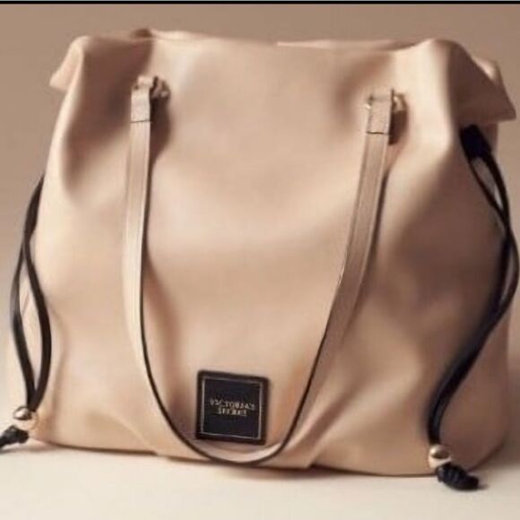 VICTORIA'S SECRET BARE CINCH TOP FAUX LEATHER PURSE TOTE NEW - Picture 1 of 16